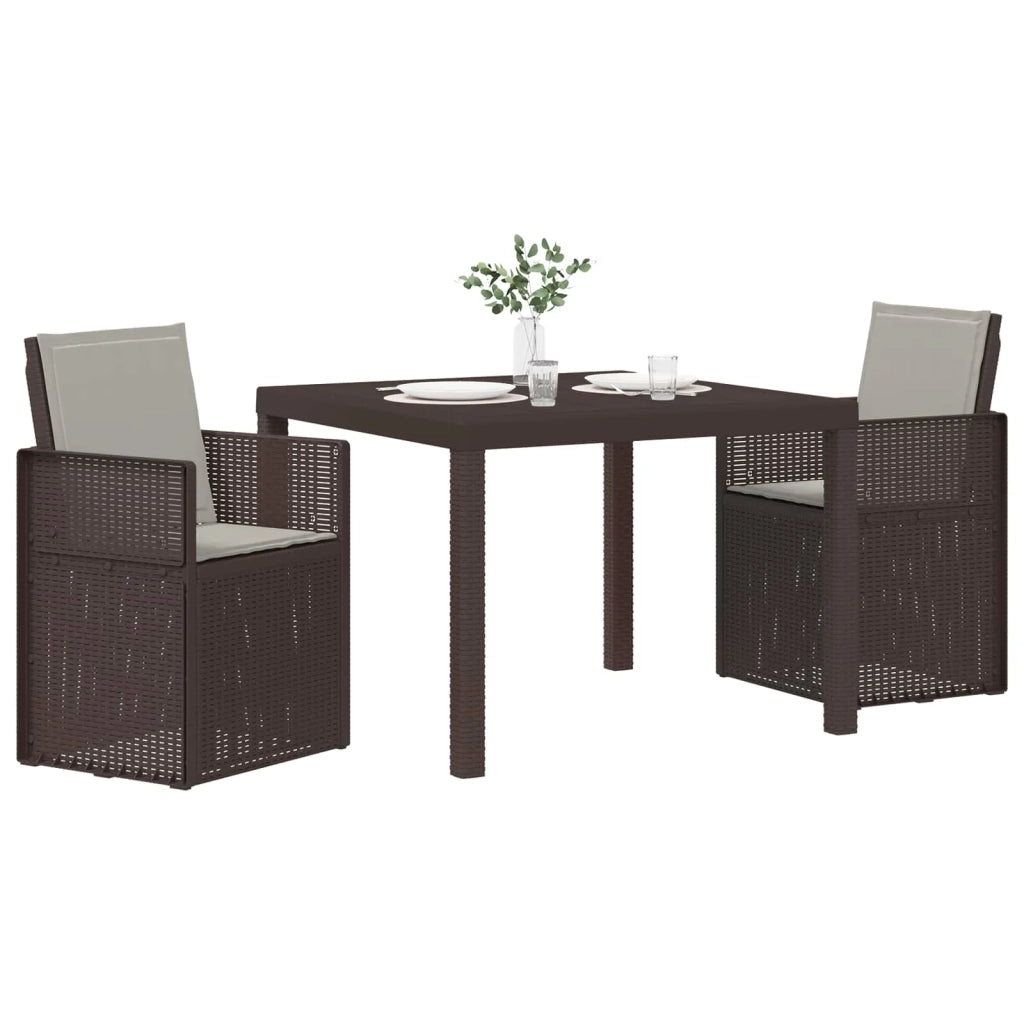 Set da Pranzo per Giardino 3 pcs Marrone e Grigio Chiaro PP 3430046