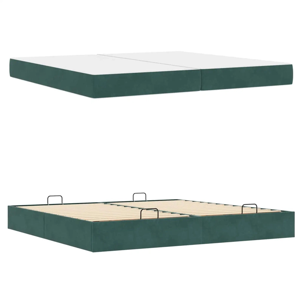 Struttura letto con materasso con materasso 2 pcs Verde Velluto