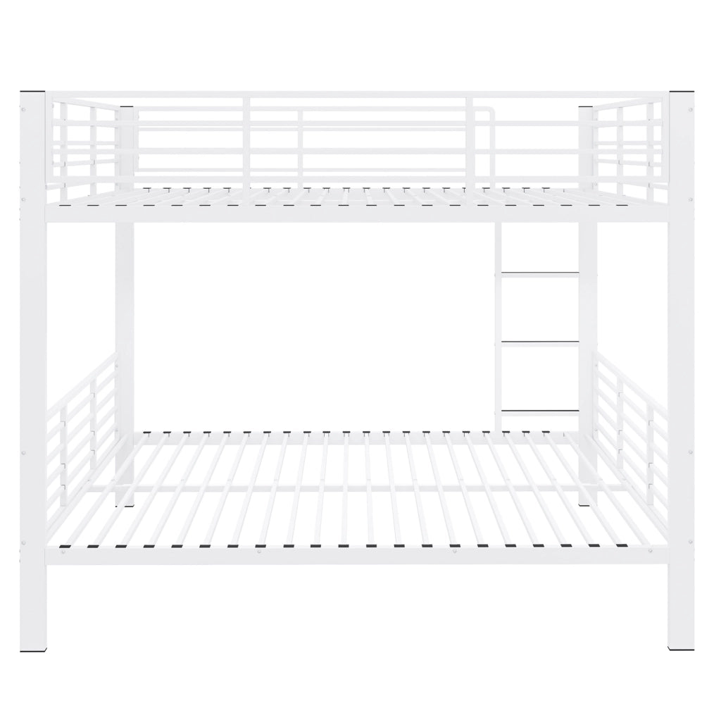 Letto a castello ULEVR 140x200 cm in metallo bianco opaco con barriera di sicurezza alta e scala