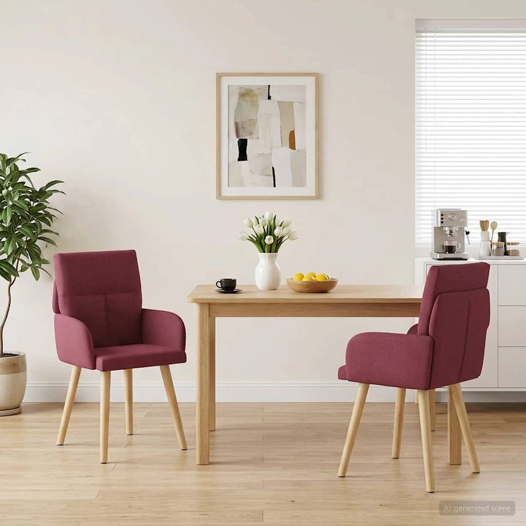 Sedie da pranzo 2 pz Tessuto Rosso Vino 60 x 56 x 93 cm 42034361