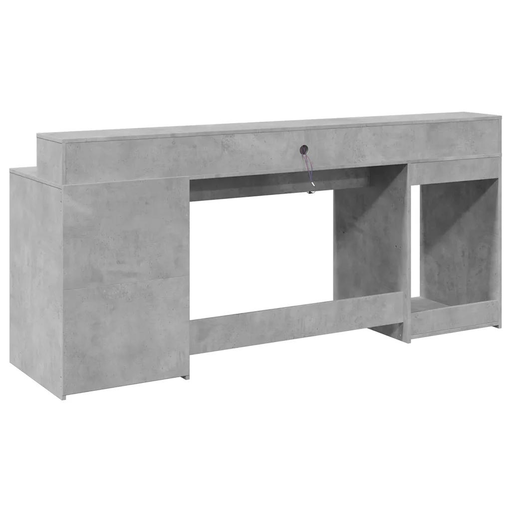 Scrivania con Luci LED Grigio Cemento 200x55x91 cm Truciolato 3309441