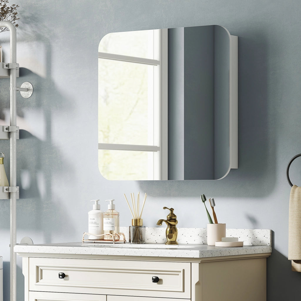 Specchio Armadietto Bagno ¨C Xylo ¨C Bianco 68x13x66 cm 2 Ante Ripiani