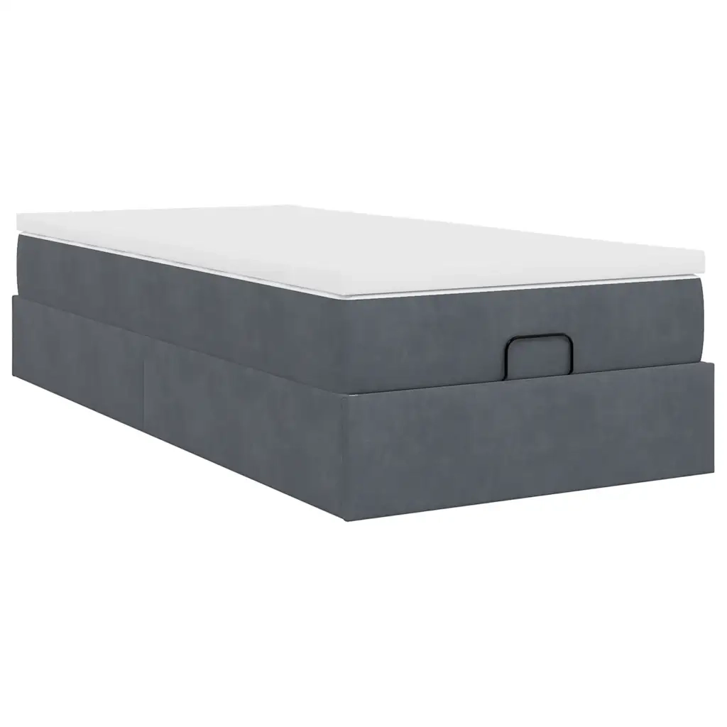 Struttura Letto Pouf con Materasso-Giroletto 180x200 cm in Velluto