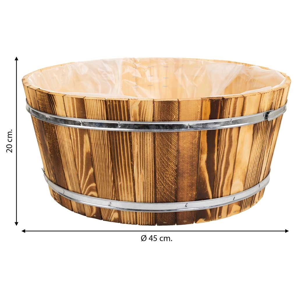 Cesto in legno e corda marrone d45x20h