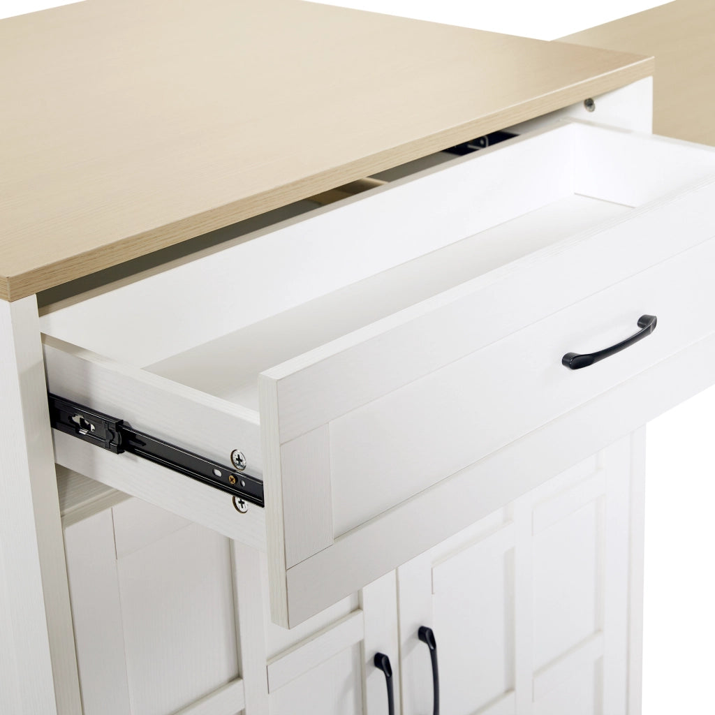 TAVOLO BAR Estensibile 133-202x70x93,5 cm MDF Bianco con vani e cassetto