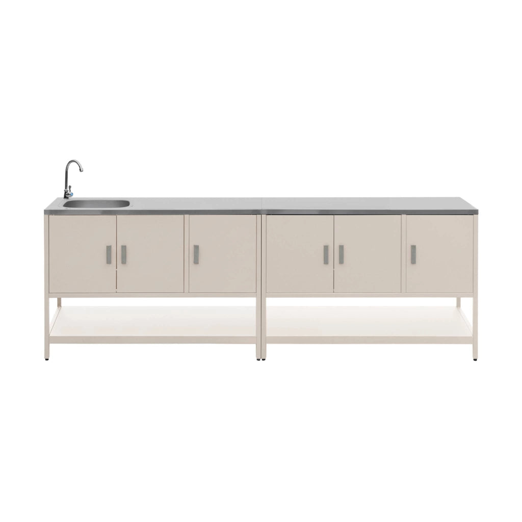 Mobile da cucina a isola da esterno in acciaio, 2 moduli, beige
