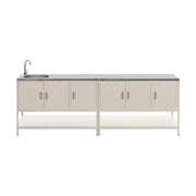 Mobile da cucina a isola da esterno in acciaio, 2 moduli, beige