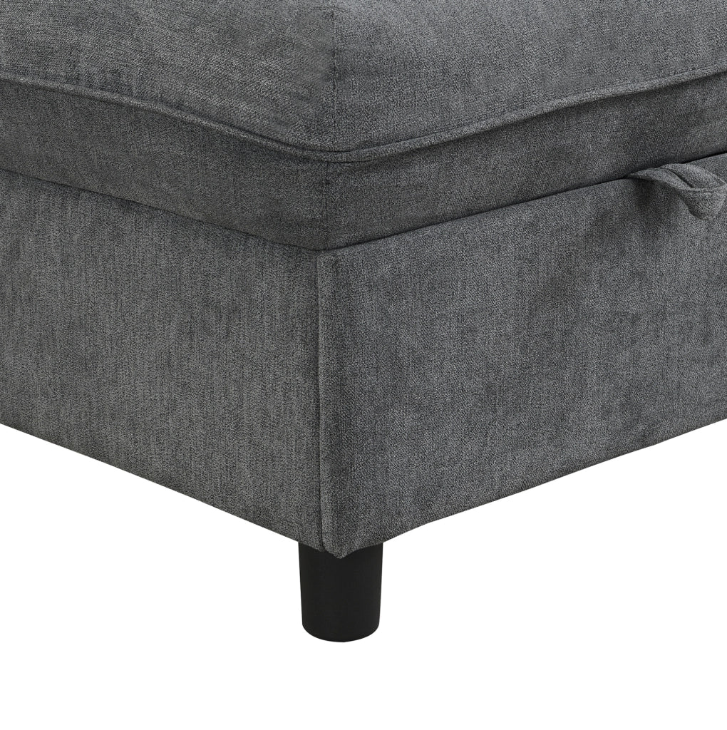 Divano letto modulare 4 posti con contenitore in ciniglia grigio anticato HOMVRA