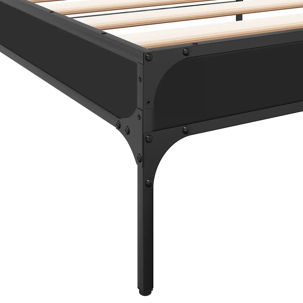 Giroletto-Struttura Letto Nero 100x200 cm in Legno Multistrato e Metallo 598653