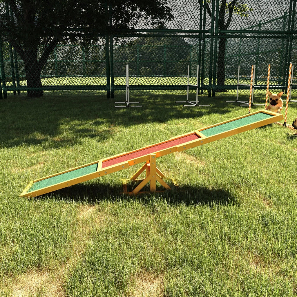 Altalena basculante per cani in legno di pino con superficie antiscivolo naturale per agility 180 × 30 × 30 cm