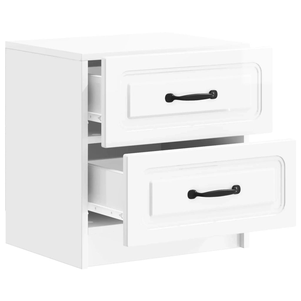 Set di 2 Comodini | Armadio da Notte | Mobiletto da notte Bianco Lucido 43 x 34,5 x 44,5 cm