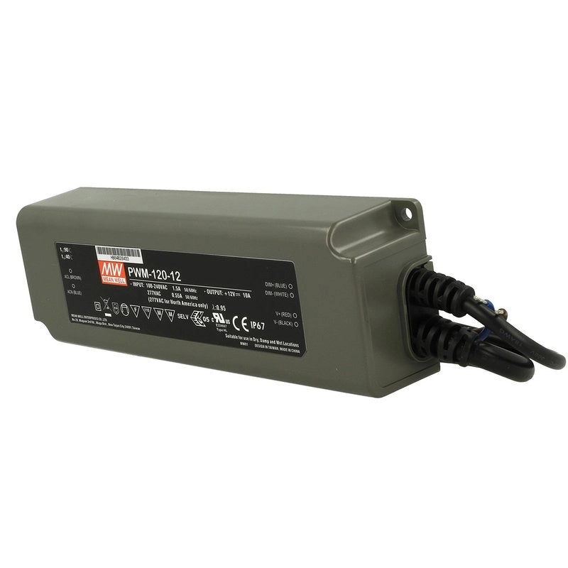 Alimentatore Led MW MEAN WELL PWM-120-12 Dimmerabile 120W 12V IP67 Dimming 3 in 1 0-10V 10V PWM Resistance