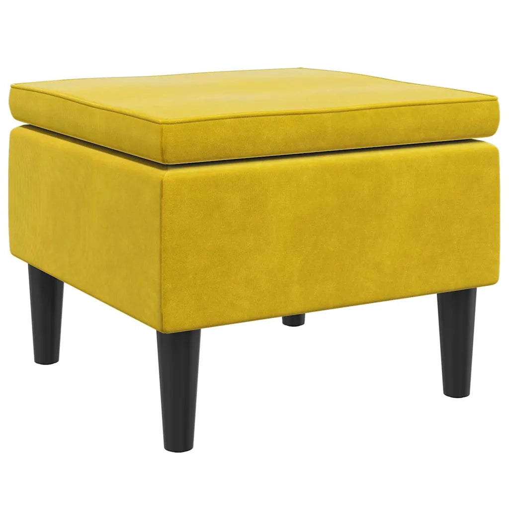 Poggiapiedi con Gambe in Legno Giallo in Velluto 329443