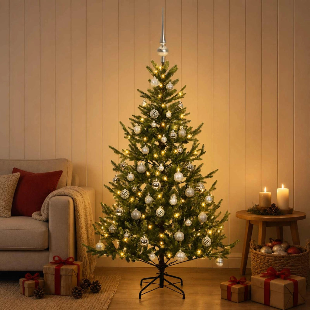 Albero di Natale artificiale con palline 150 cm 150 LED 3466166