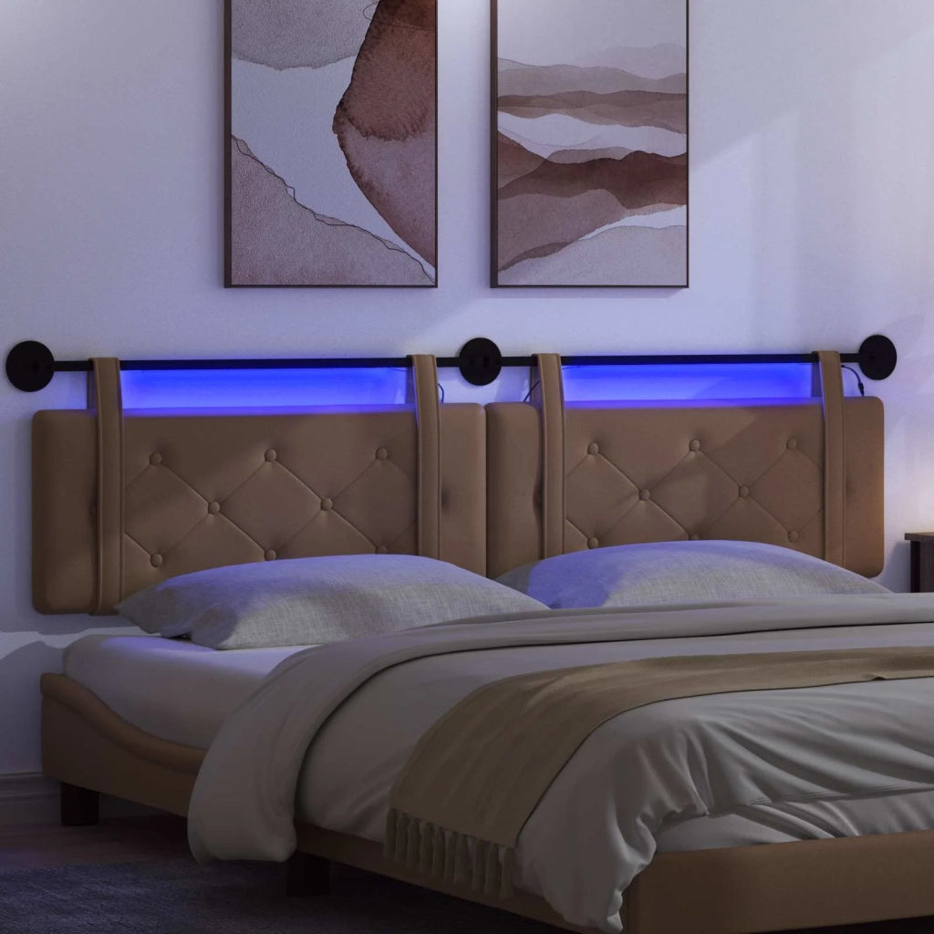 Testiera sospesa Con luce LED Cappuccino Similpelle 3424265