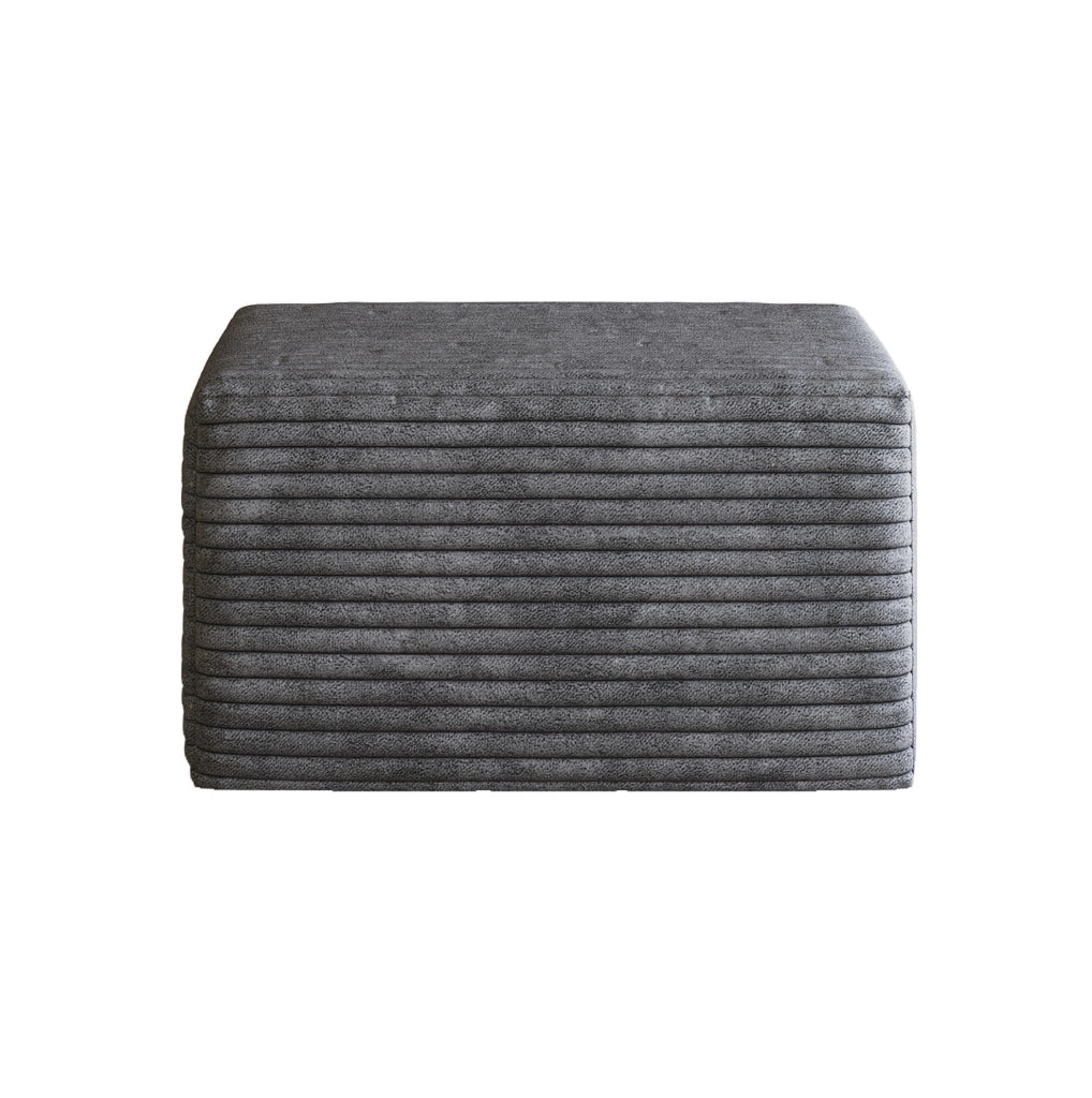 Pouf imbottito in velluto a coste grigio scuro