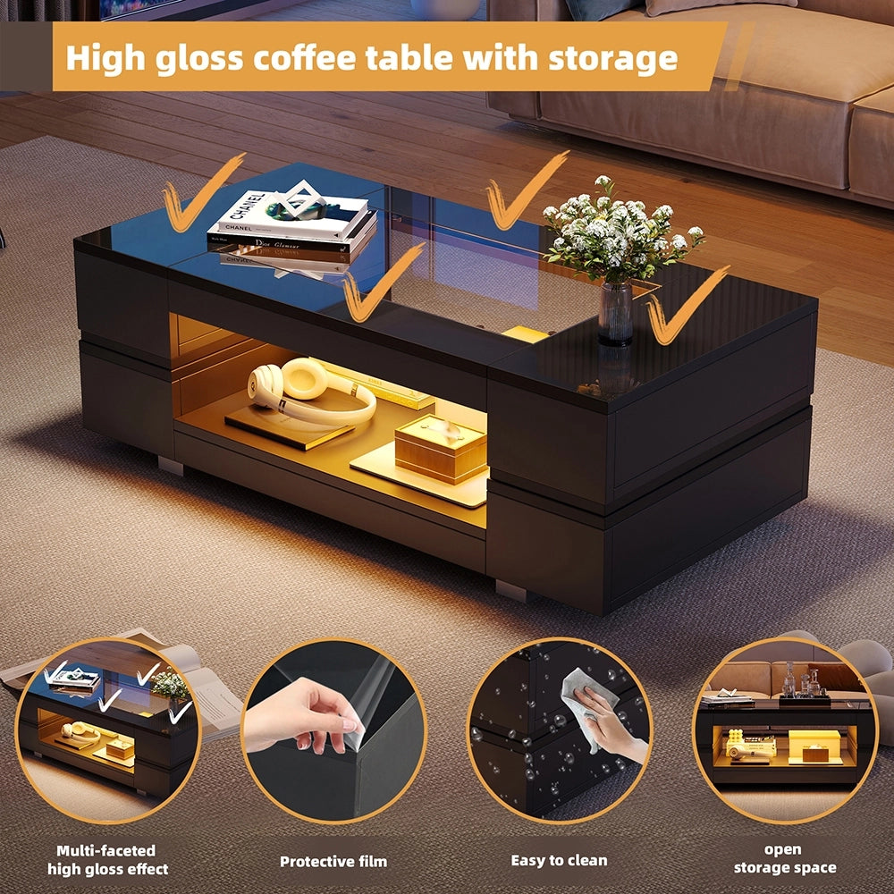 Tavolino-Xylo-Nero LED Bluetooth design cavo
