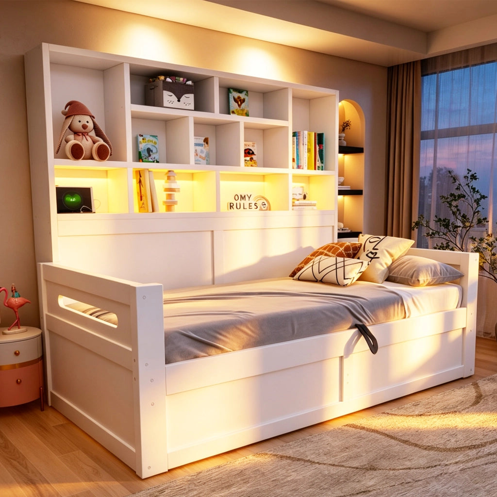 letto singolo mdf bianco 90 x 200 cm