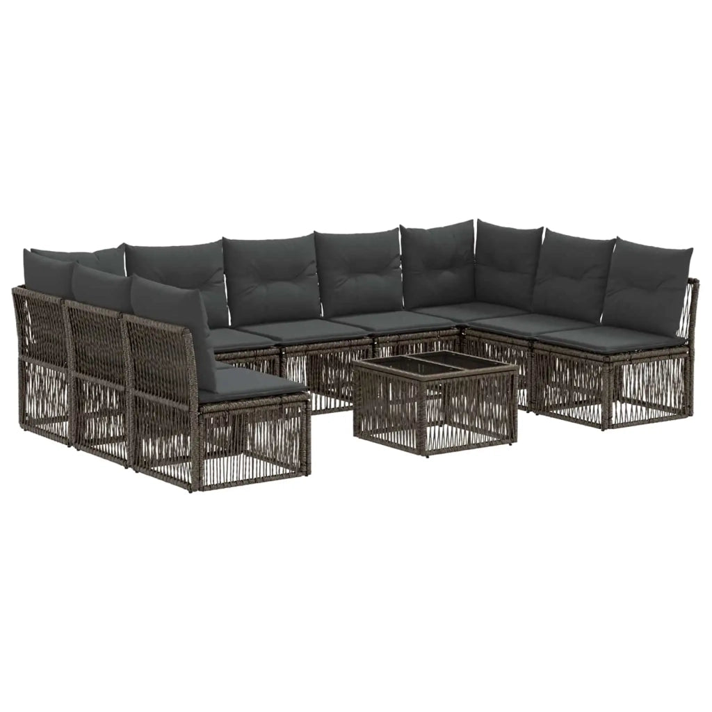 Set Divano da Giardino 10 pz Grigio polyrattan 3434324