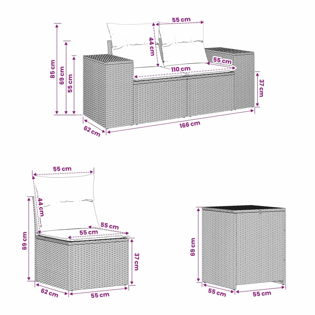 Set di divani 5 pz Nero e Blu 200 x 200 x 85 cm 3447910