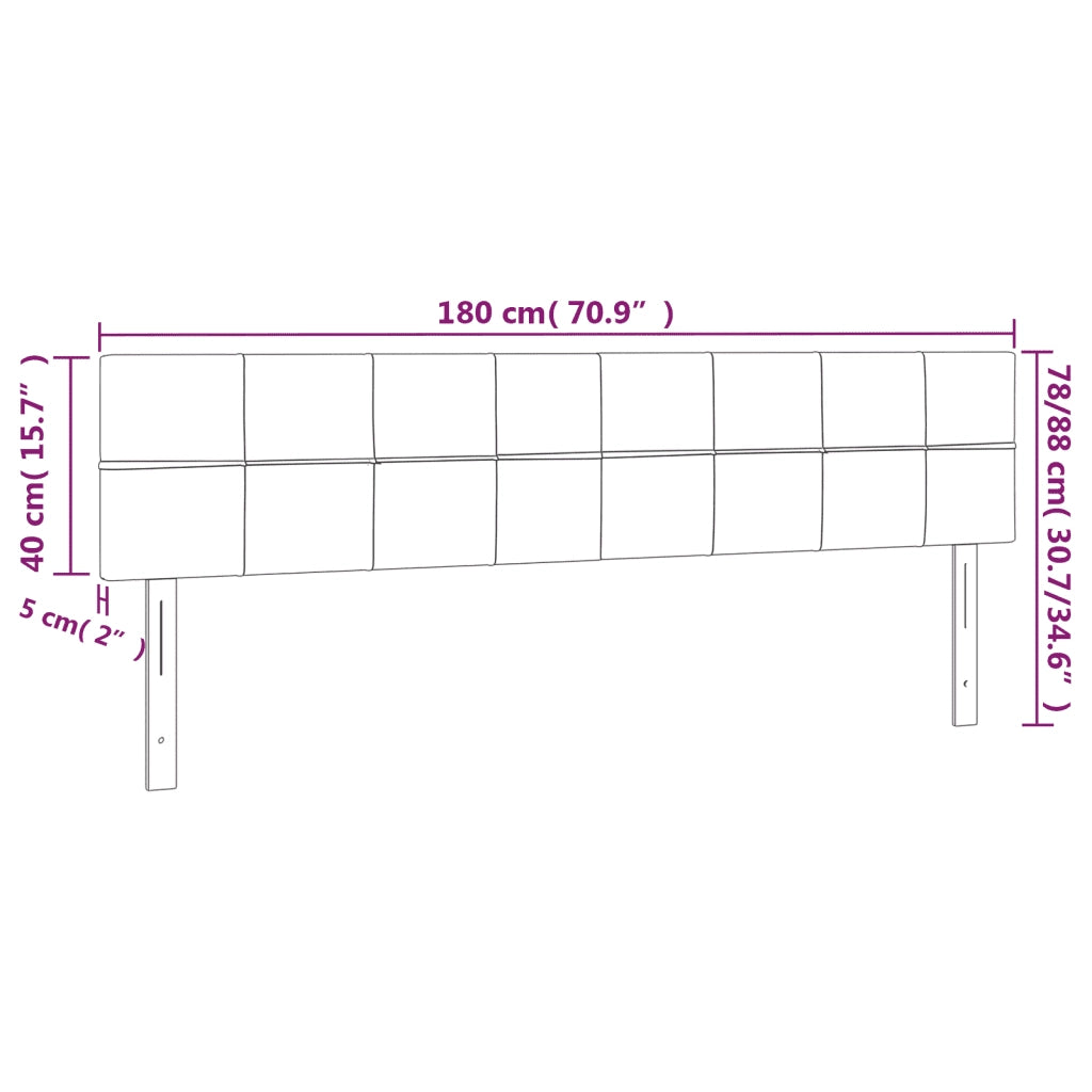 Testiera a LED-Testata con LED Nera 180x5x78/88 cm in Tessuto 905518