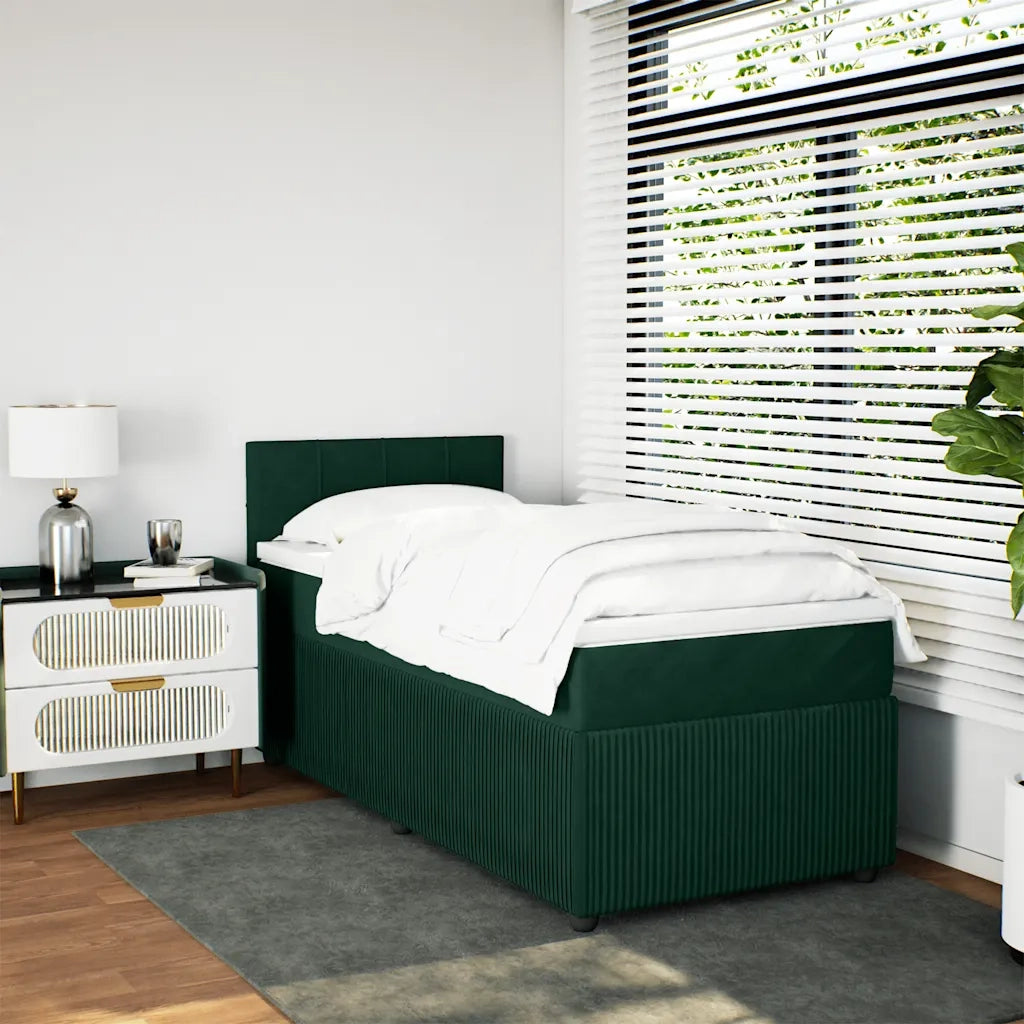 Giroletto a Molle con Materasso Verde Scuro 80x200 cm Velluto 3287599