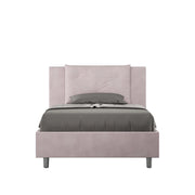 BS COM Letto una piazza e mezza con rete imbottito 120x190 microfibra glicine