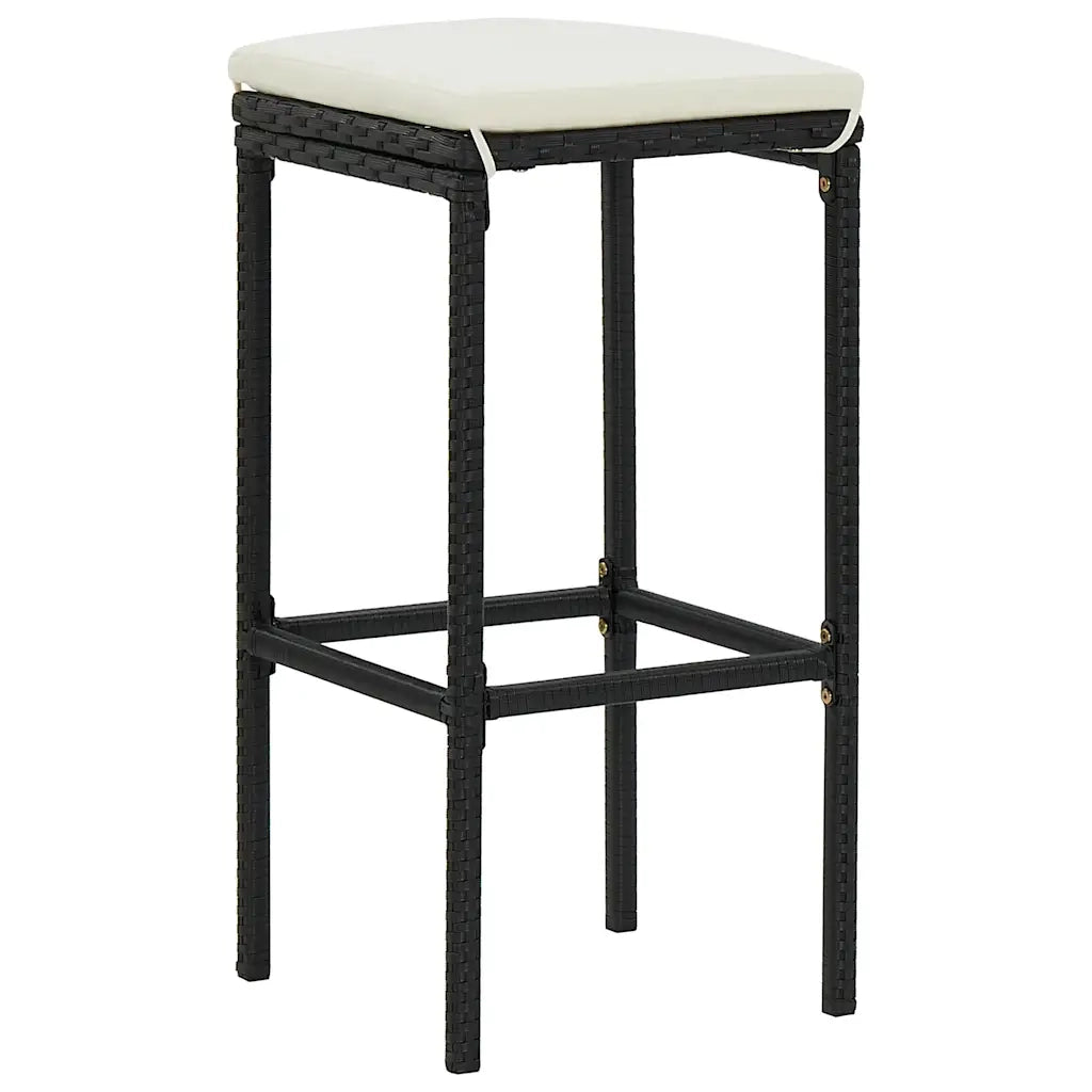 Set Bar da Giardino 8 pz con Cuscini in Polyrattan Nero 3064926