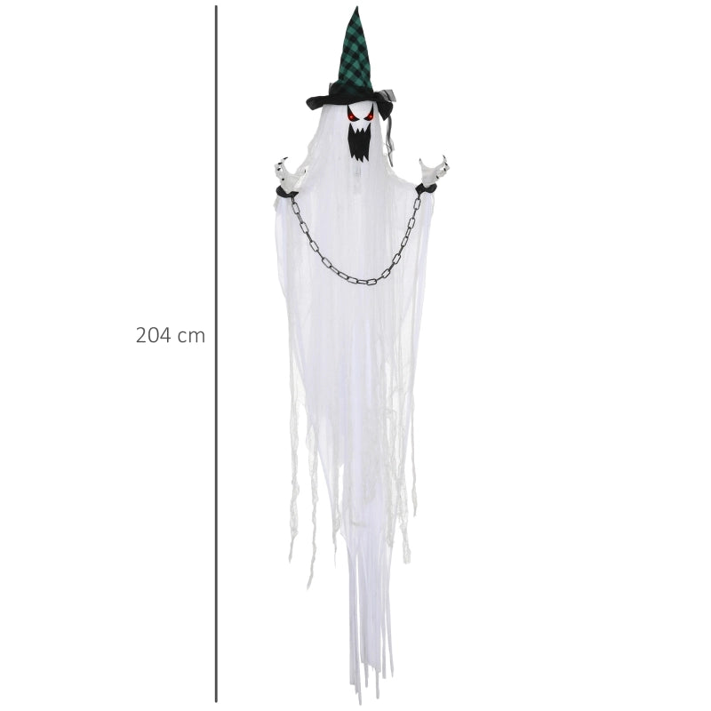 Decorazione fantasma animata per Halloween da appendere con occhi rossi suoni e attivazione al tocco e ai rumori