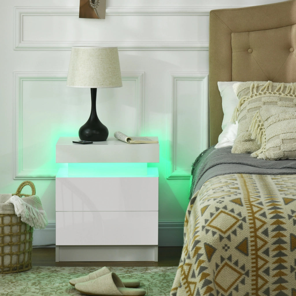 Comodino con luce LED RGB ¨C Minimal ¨C Bianco