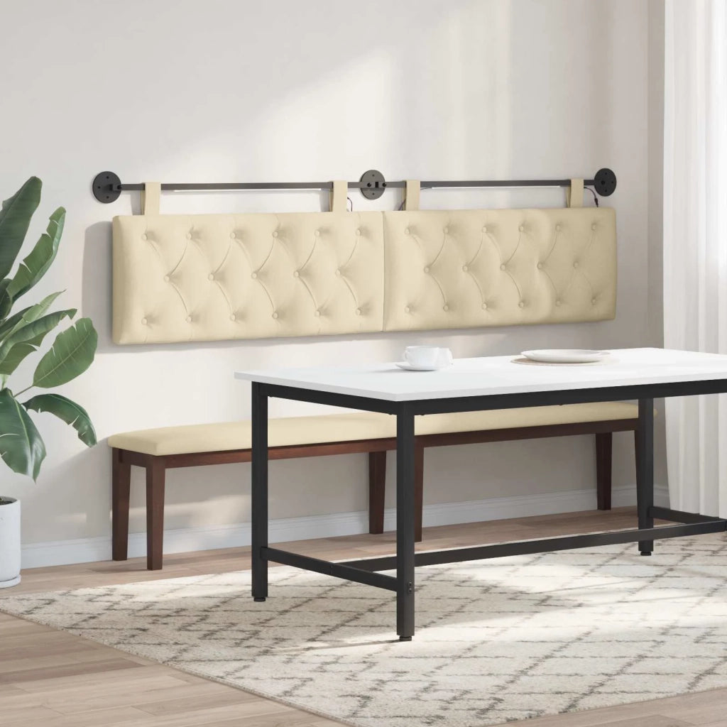 Testiera | Testata sospesa Con luce LED Crema Tessuto