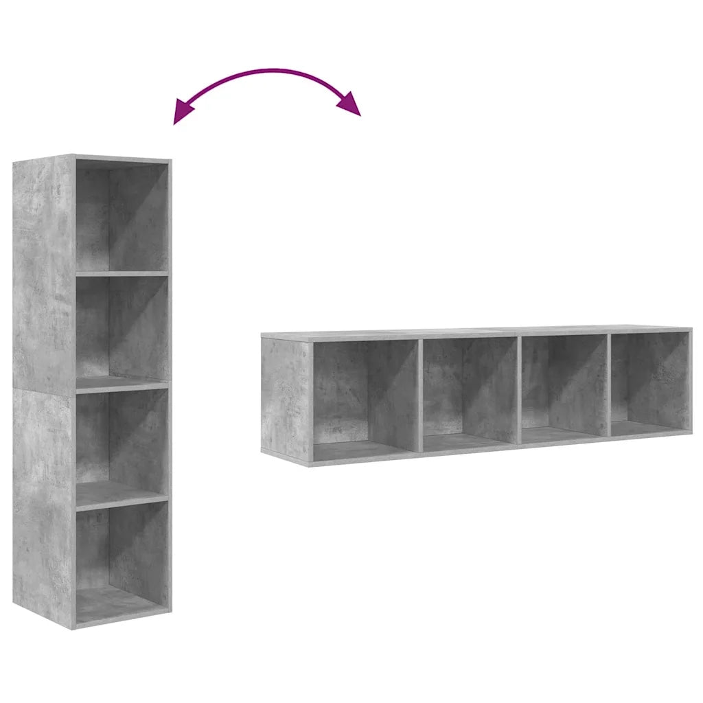 Mobile TV Parete Grigio Cemento 37x37x142,5cm Legno Multistrato