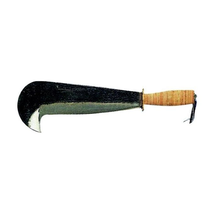 RINALDI N. 2 CM 29 Roncola Valcamonica Lama in Acciaio Forgiato e Temperato Manico in Cuoio con Gancio per Appendere colore Marrone
