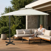 Parasol With Double Canopy 300 X 300 Cm Sand