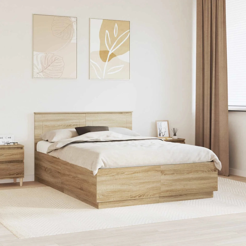 Struttura del letto con testiera Rovere Sonoma 150 x 200 cm