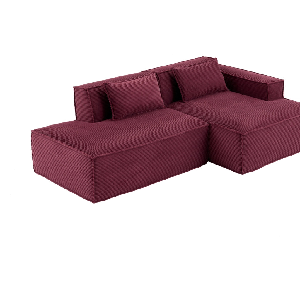 Divano in tessuto economico 235 cm con due cuscini e molle insacchettate, design moderno e semplice