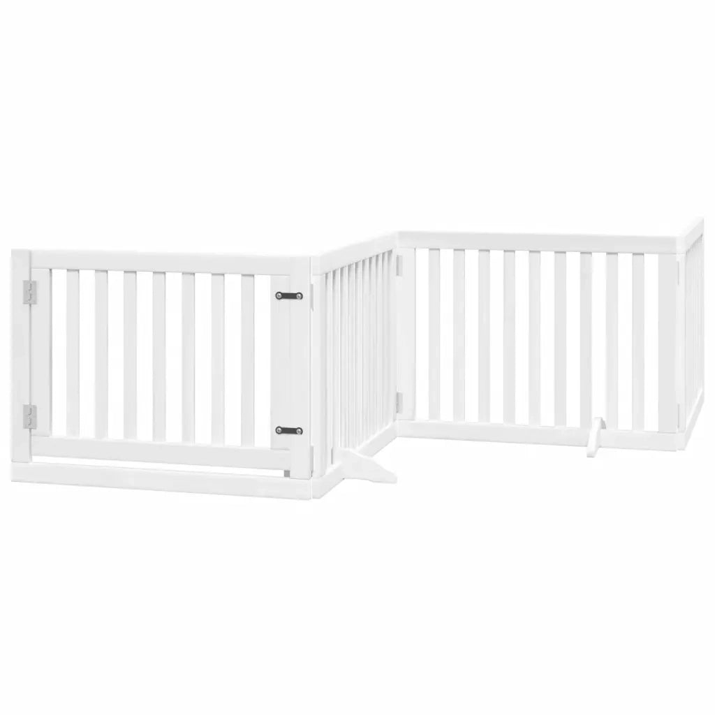 Cancello Cani Porta Pieghevole Bianco 4 Pannelli 320 cm Pioppo CFW5328543