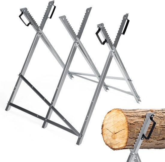 Zaagbock opklapabile - zinco - 150 kg - housetta come ausilio per taglio del legno - supporto opklapabile zincato con 3 contenitori