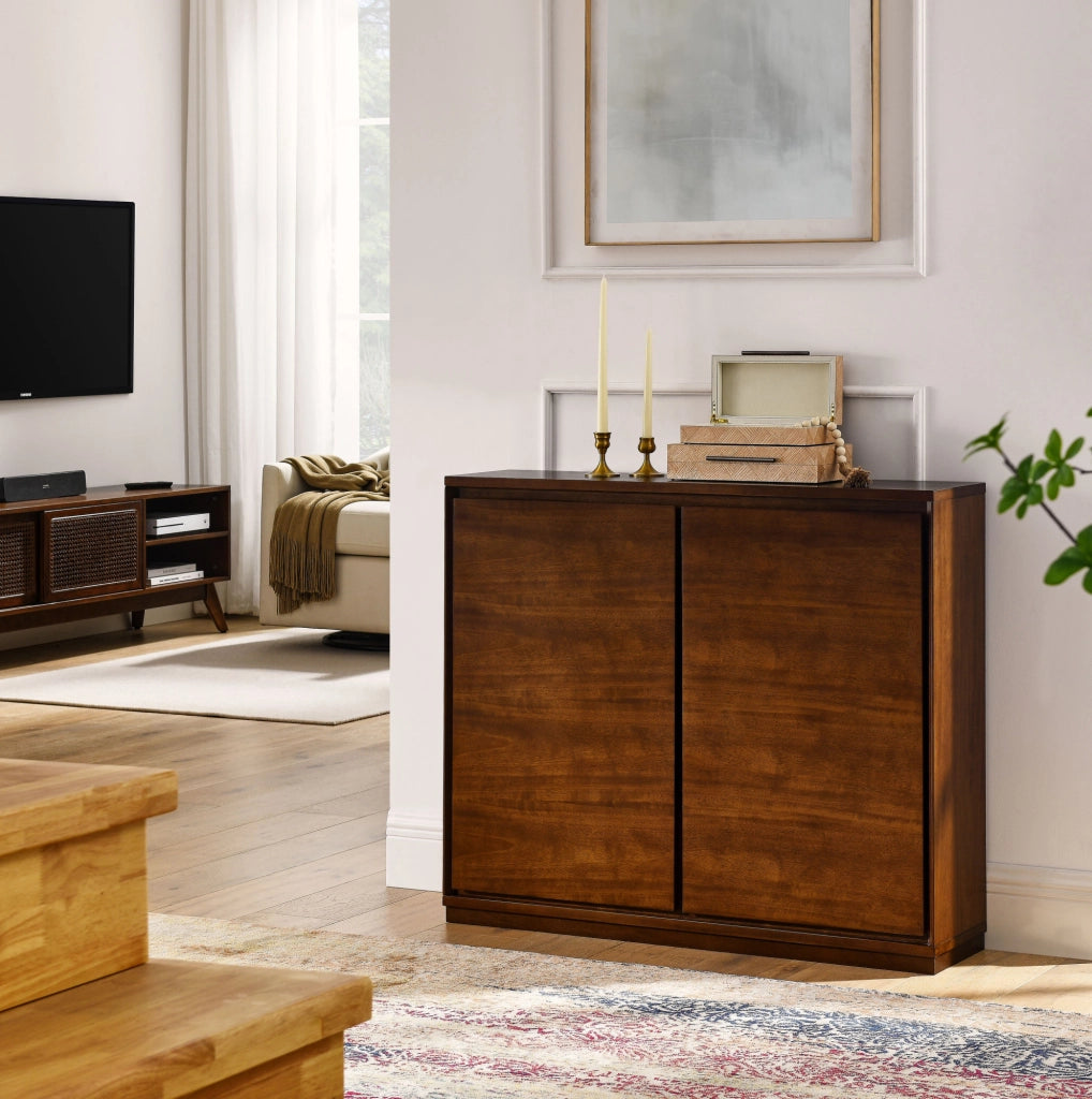 SIDEBOARD con 2 aperture per prese 99x23,5x82,3 cm MDF color noce
