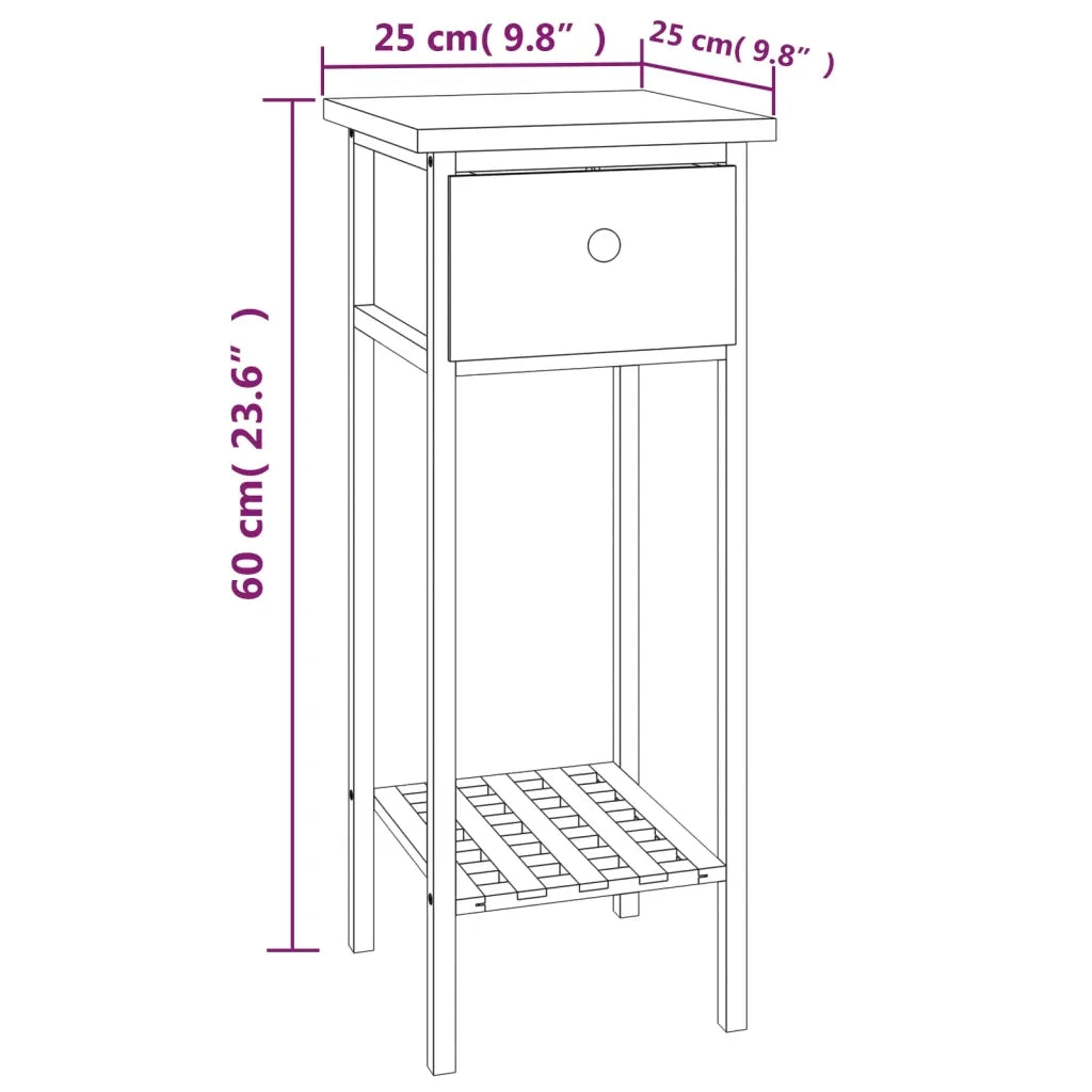 Tavolino | Tavolo laterale con Cassetto 25x25x60 cm Legno Massello di Noce