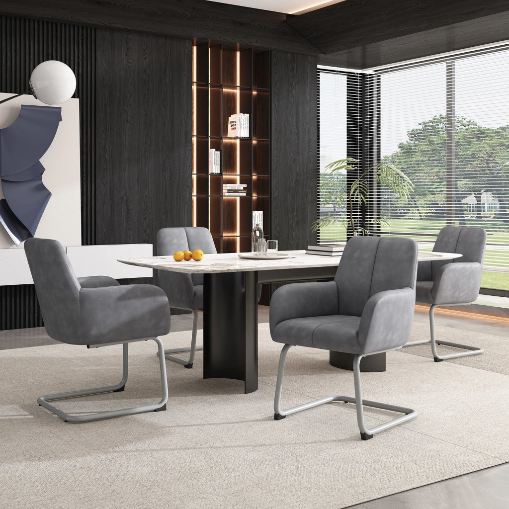 Sedia da pranzo moderna - Zephmum - Set da 6 - Grigio - Piedi in acciaio curvi