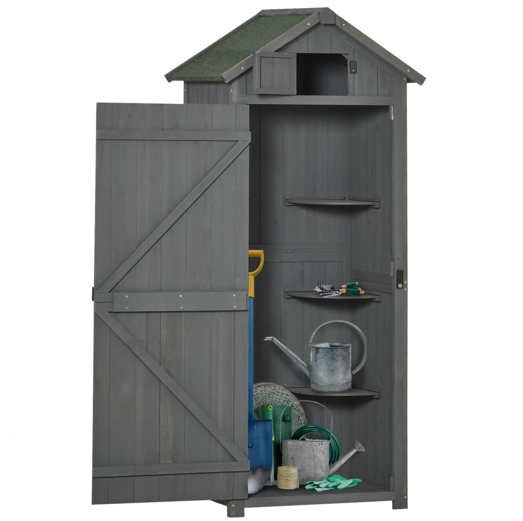 Armadio da giardino 77x54;2x179 cm grigio in legno con 3 ripiani