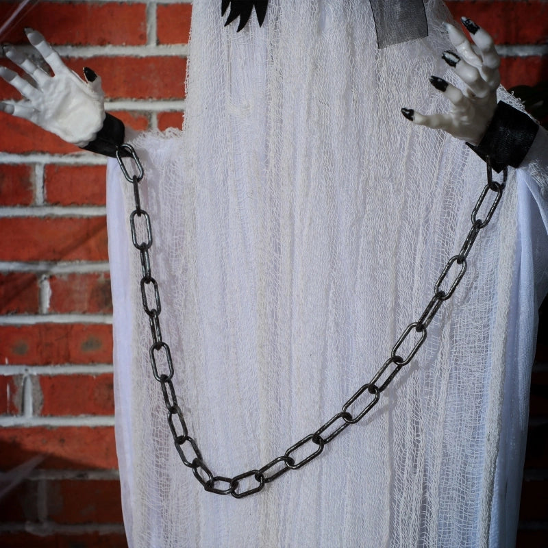 Decorazione fantasma animata per Halloween da appendere con occhi rossi suoni e attivazione al tocco e ai rumori