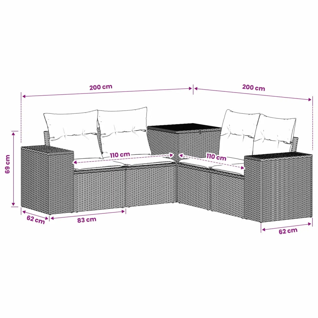 Set di divani 5 pz Marrone e Rosso 200 x 200 x 85 cm 3447917