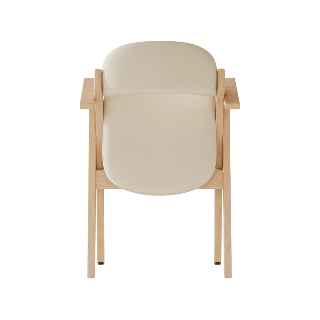 Set di 4 sedie da pranzo pieghevoli in legno massello con rivestimento in lino beige