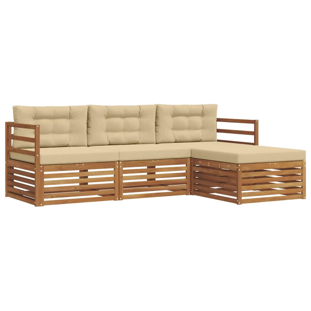 Set di divani da esterno con cuscino 4 pcs Naturale e Beige 3373243
