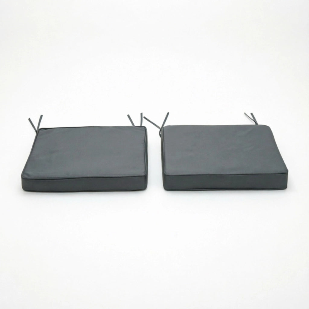 Set di 2 cuscini da esterno 45x45x5 cm in poliestere grigio scuro con lacci –