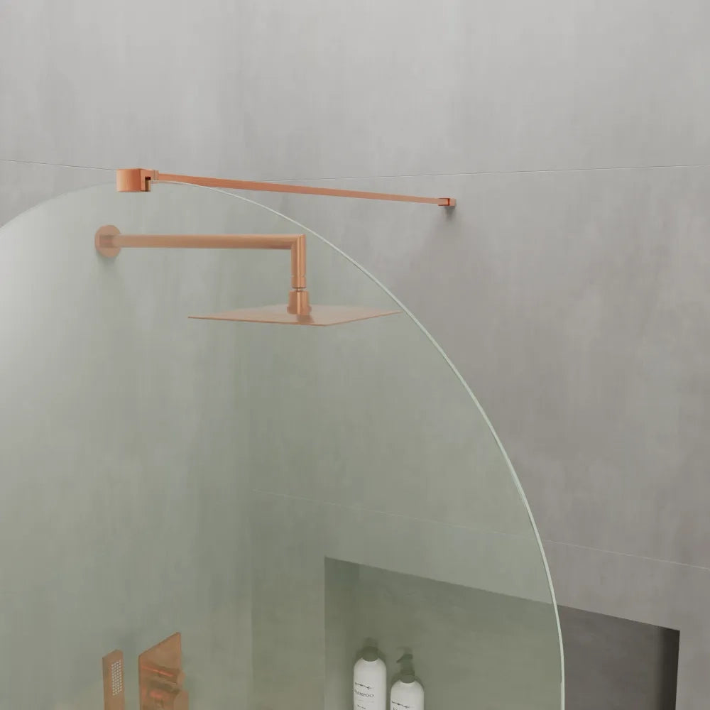 Doccia walk-in arco 80cm con profilo rame spazzolato vetro trasparente 8mm easy clean h200| Nusa