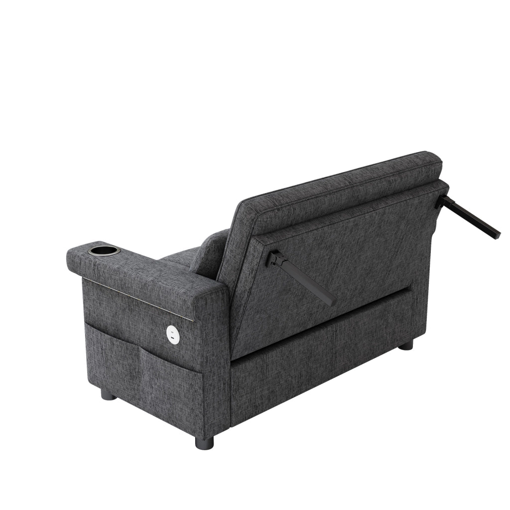 DIVANO LETTO 2 Posti 145 x 141,5 cm Chenille Grigio LED USB Type-C