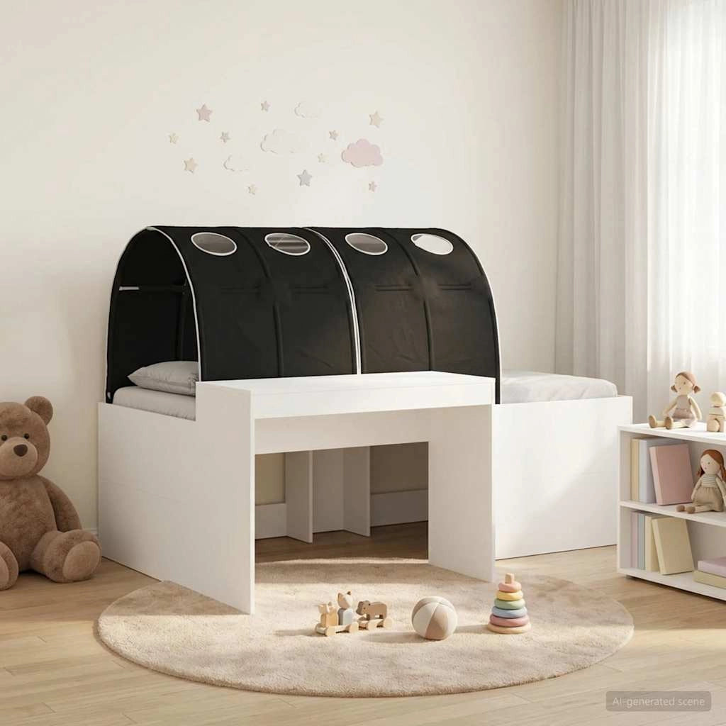 Letto con Tunnel 3 pz Bianco e Nero Legno ingegnerizzato 3423646